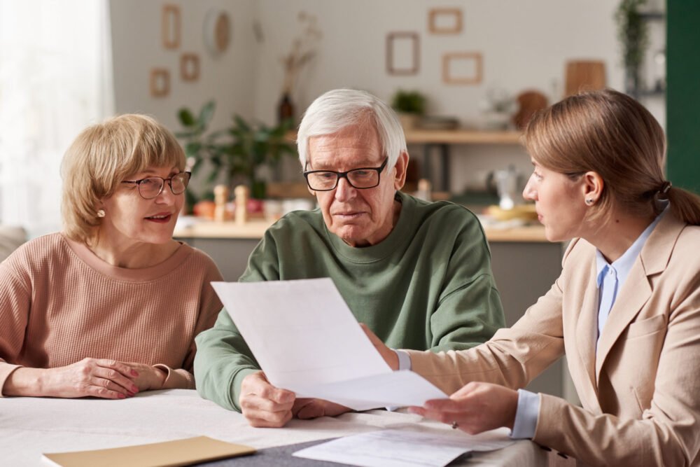 couple reviewing document