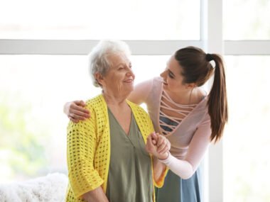 senior with caregiver